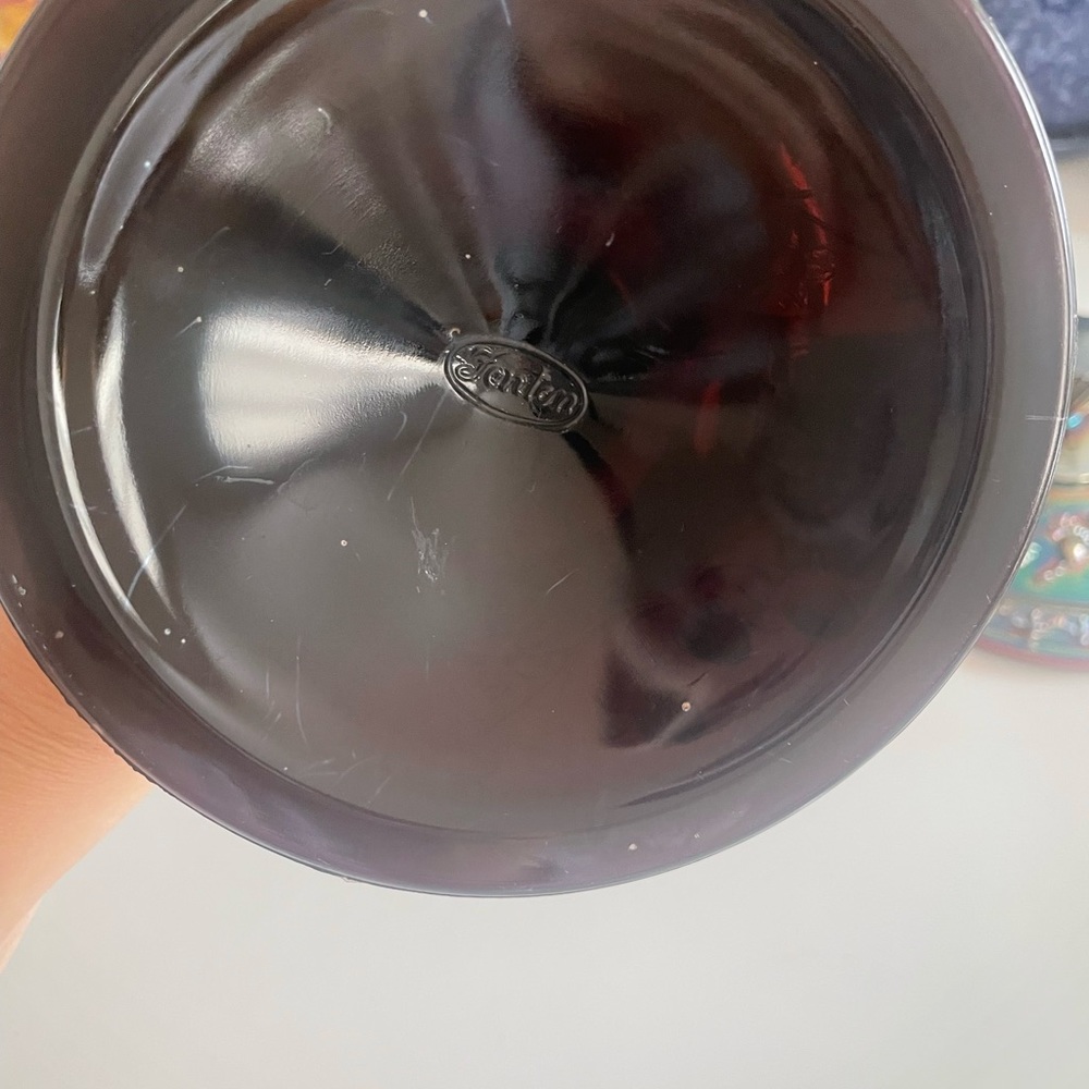 Vintage Fenton Amethyst Carnival Glass Wild Strawberry Candy Jar Compote - Picture 5 of 7